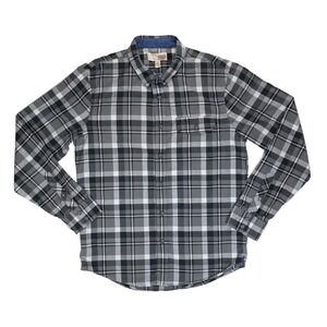 Nordstrom 1901 Men's Medium Flannel Shirt Cotton LS Button Down Black White Gray